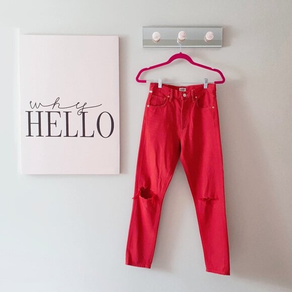 NWT Citizens of Humanity red high rise straight leg crop jeans, 23 - Picture 14 of 15